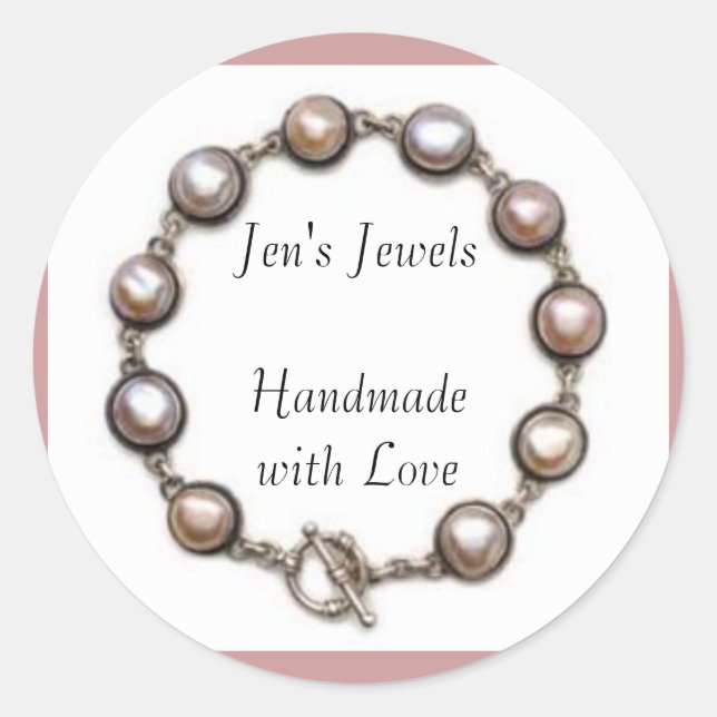 Sticker Rond Les bijoux de Jen fait main avec amour (Devant)