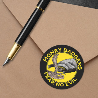 Sticker Rond Les blaireaux miel ne craignent aucun mal Jaune Ar