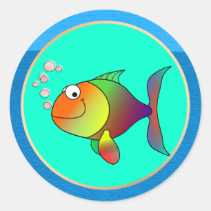 Sticker Rond Les bulles du poisson
