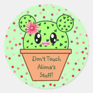 Sticker Rond Les Cactus personnalisés de Kawaii ne me touchent 