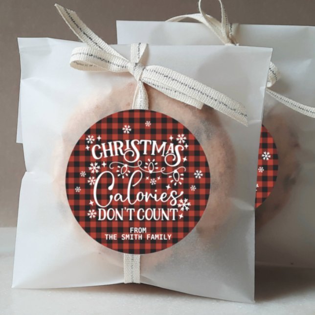 Sticker Rond Les calories de Noël ne comptent pas (Christmas Calories Don't Count Personalized Sticker)