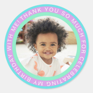 Sticker Rond Les cercles encadrent le Merci d'anniversaire de
