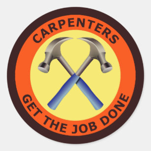 Sticker Rond Les charpentiers obtiennent le travail réalisé