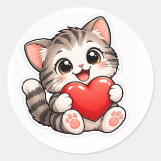Sticker Rond les chats aiment