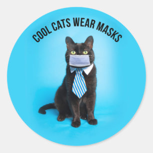 Sticker Rond Les chats cool portent des masques