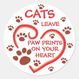 Sticker Rond Les chats laissent des empreintes de pattes sur vo