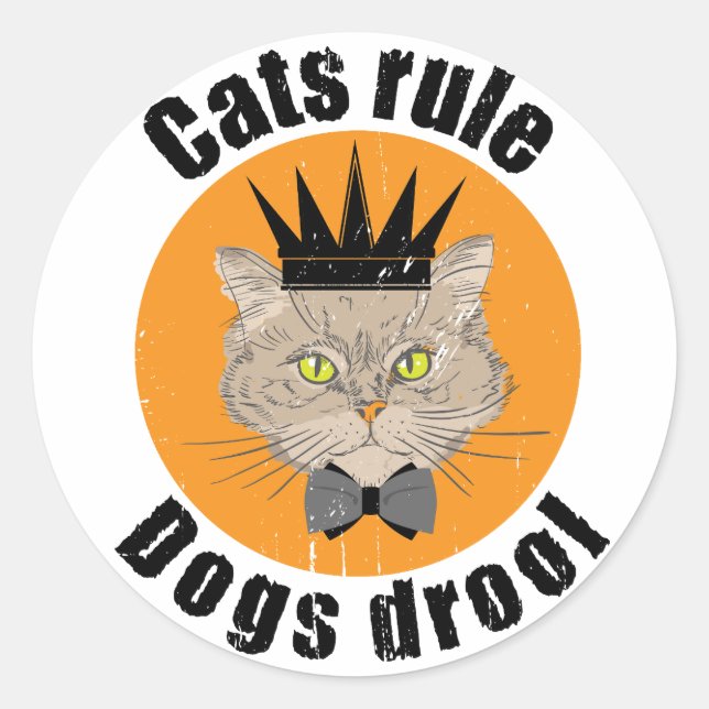 Sticker Rond les chats règle les chiens baver (Devant)