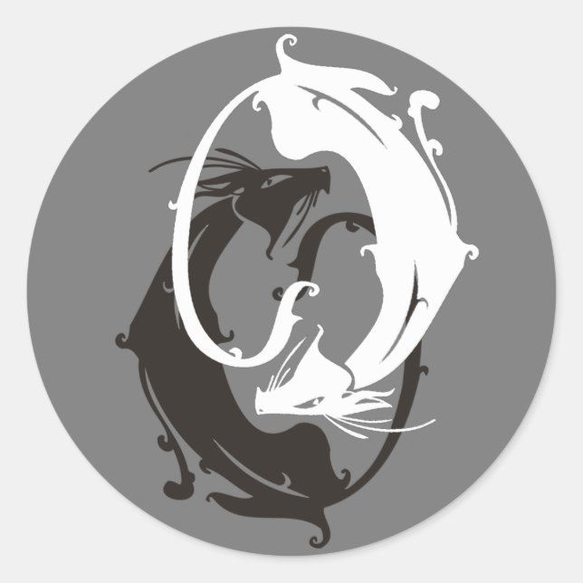 Sticker Rond Les chats Yin Yang (Devant)