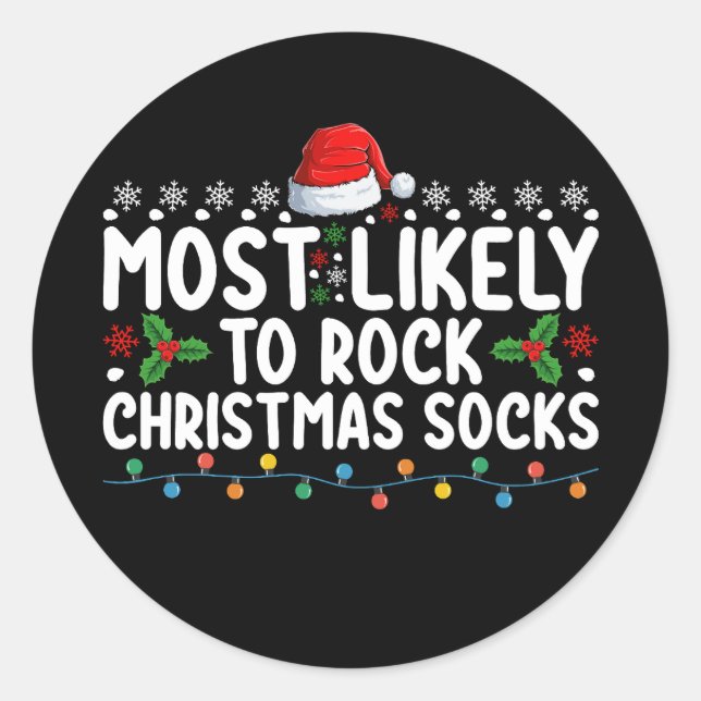 Sticker Rond Les Chaussettes De Noël Les Plus Susceptibles De R (Devant)