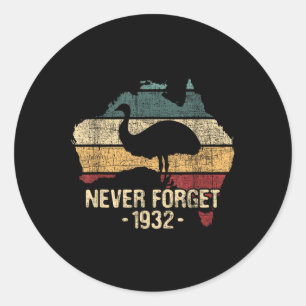 Sticker Rond Les Chemises Emu Amusantes N'Oublient Jamais 1932 