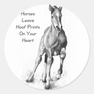Sticker Rond Les Chevaux Laissent Des Empreintes Sur Votre Coeu