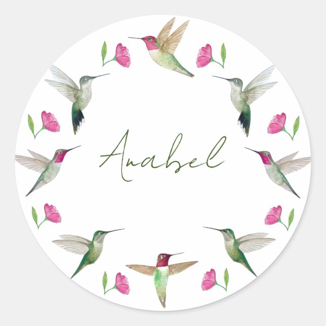 Sticker Rond Les colibris d'Anna (Devant)