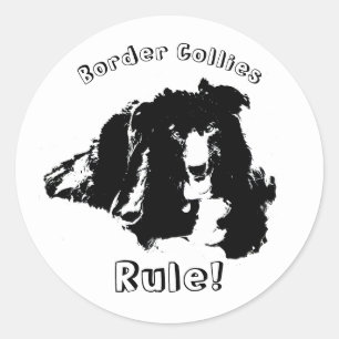 Sticker Rond Les colons frontaliers gouvernent le chien mignon