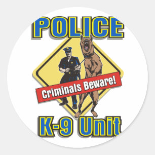 Sticker Rond Les criminels K9 prennent garde