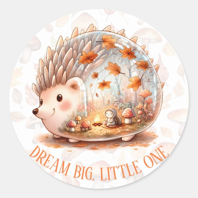 Sticker Rond Les critères de Whimsy Wilderness - le hérisson - (Devant)