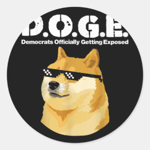 Sticker Rond Les Démocrates De Mème Doge Officiellement Exposés