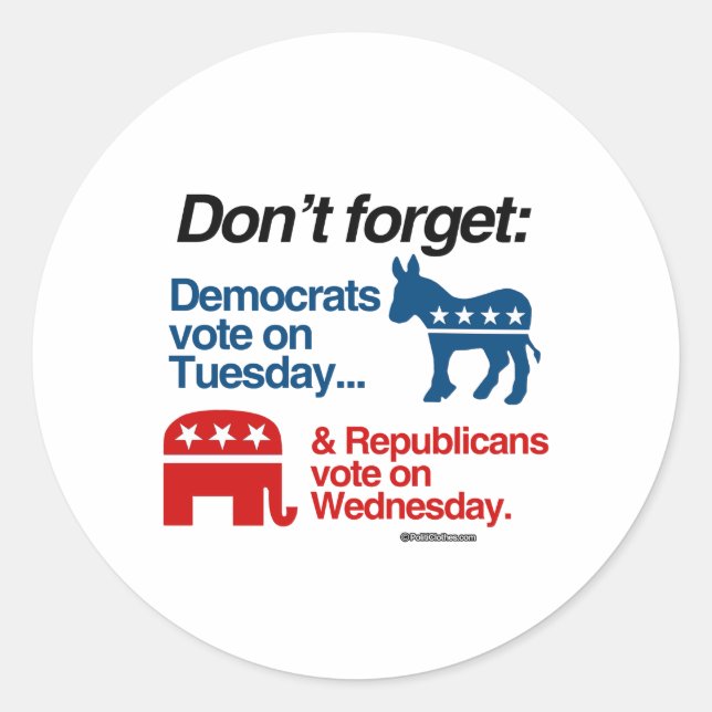 STICKER ROND LES DÉMOCRATES VOTENT MARDI (Devant)