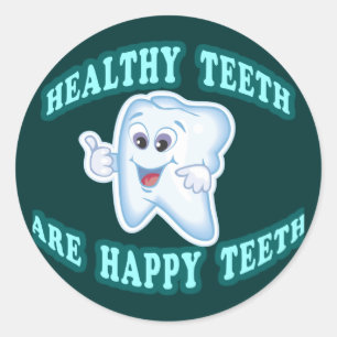 Sticker Rond Les dents saines sont les dents heureuses
