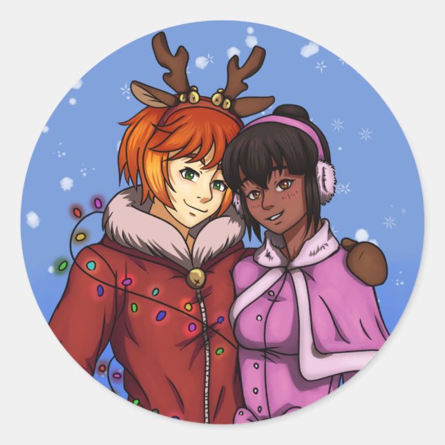 Sticker Rond Les Deux de Christmas (Devant)