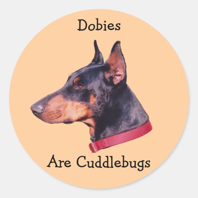 Sticker Rond Les Dobies Sont Des Bébés Doberman Pinscher Sticke (Devant)
