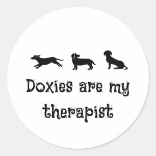Sticker Rond Les Doxies sont mon thérapeute Mignon Dachshund