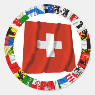 Sticker Rond Les drapeaux des cantons de la Suisse