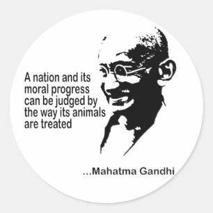 Sticker Rond Les droits des animaux du Mahatma Gandhi