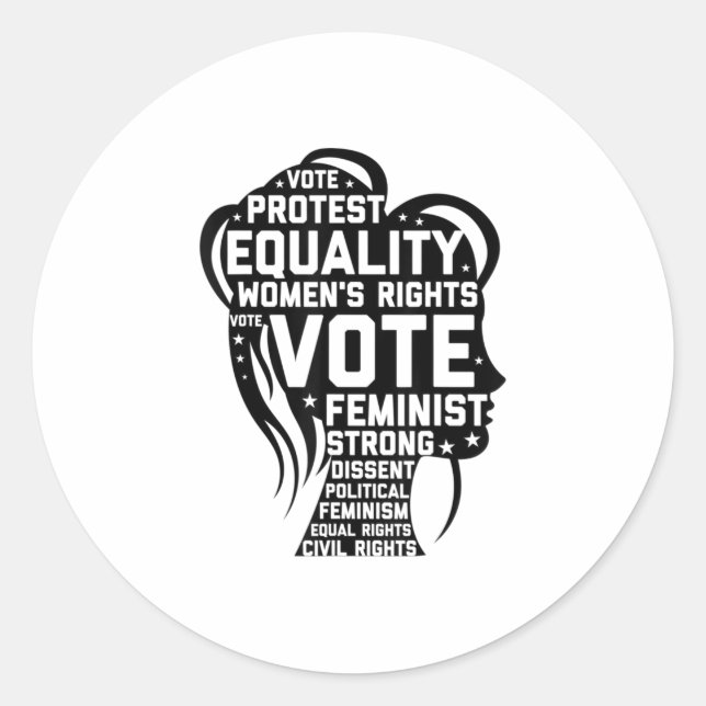 Sticker Rond Les droits des femmes votent les citations féminis (Devant)