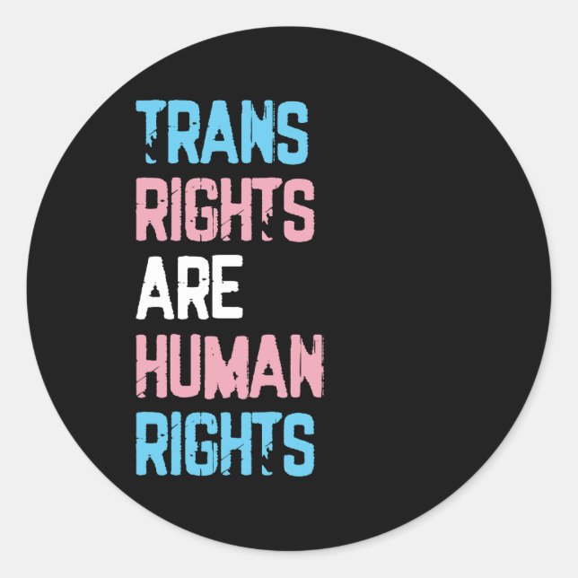 Sticker Rond Les droits trans sont des droits humains transgenr (Devant)