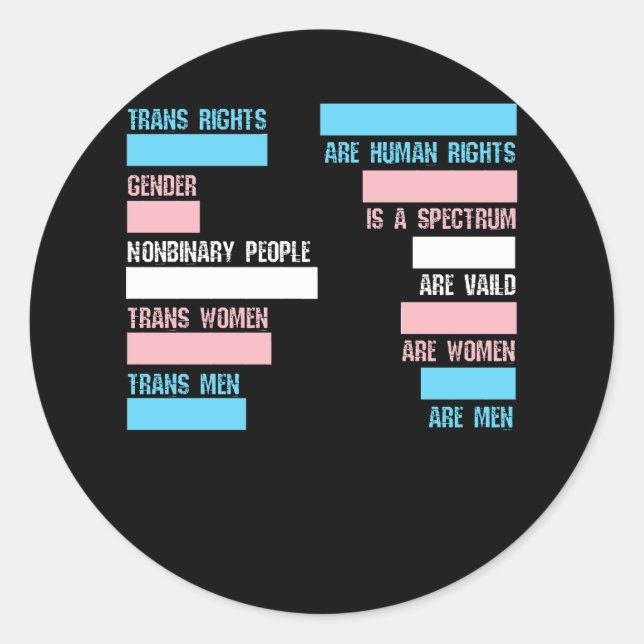Sticker Rond Les droits trans sont transgenres droits humains L (Devant)