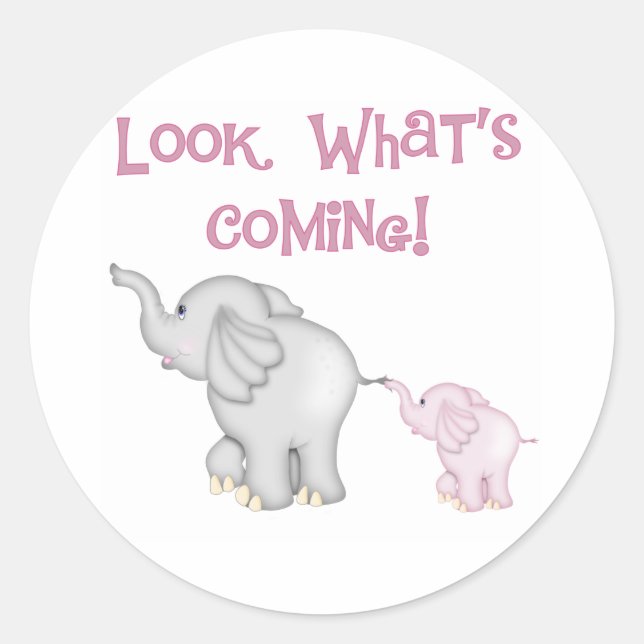 Sticker Rond Les éléphants roses regardent ce qui arrive (Devant)