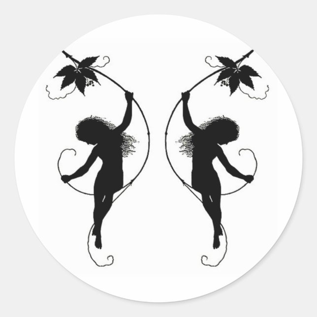 Sticker Rond Les fées sur la vigne (Devant)