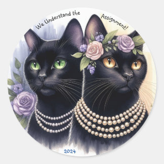Sticker Rond Les femmes de chat comprennent l'affectation class