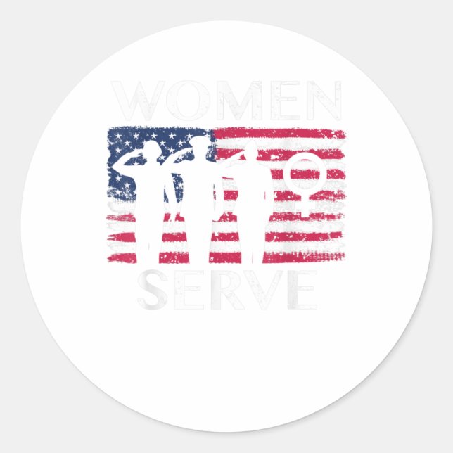 Sticker Rond Les femmes du drapeau américain servent des vétéra (Devant)