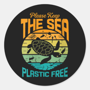Sticker Rond Les Femmes Gardent La Mer Plastique Libre De Dire,
