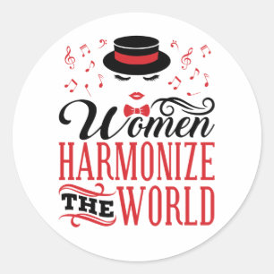Sticker Rond Les femmes harmonisent le monde du barbier