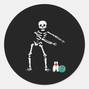 Sticker Rond Les femmes qui flottent Skeleton Funny Bowling Lov