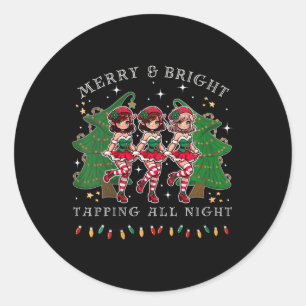 Sticker Rond Les FEMMES Tap Dance Et Soyez Joyeux Noël Elf Danc