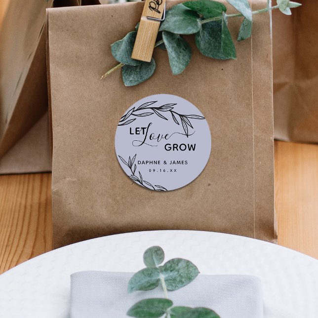 Sticker Rond Les Feuilles Laurel laissent l'amour grandir Maria (Créateur téléchargé)