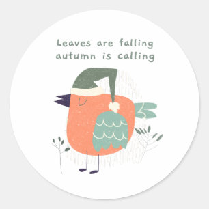 Sticker Rond Les feuilles tombent l'automne
