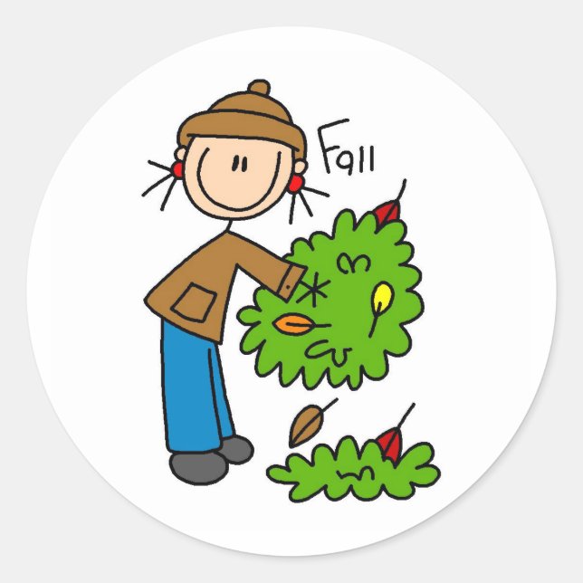 Sticker Rond Les Feuilles Tombés Du Sac D'Automne (Devant)