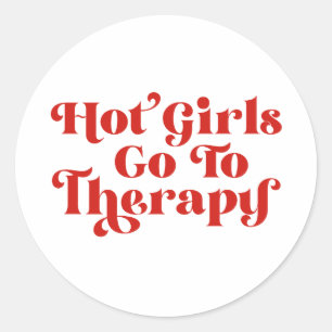 Sticker Rond Les Filles Chaudes Va À La Thérapie