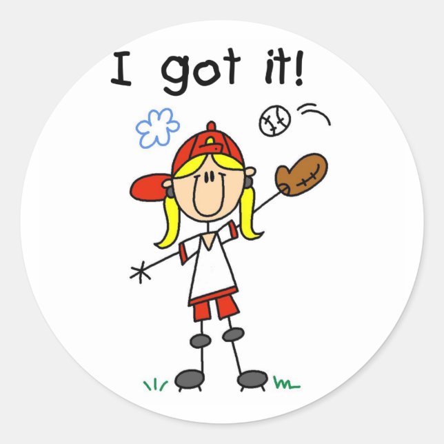 Sticker Rond Les Filles De Baseball Je L'Ai (Devant)