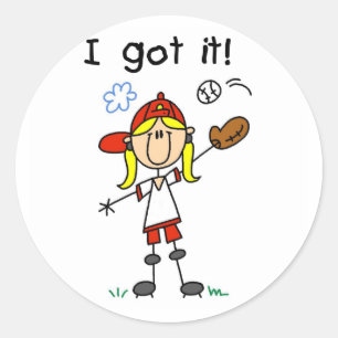 Sticker Rond Les Filles De Baseball Je L'Ai