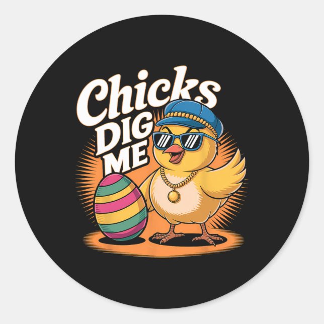 Sticker Rond Les filles me creusent Pâques Joyeux Pâques Jour d (Devant)