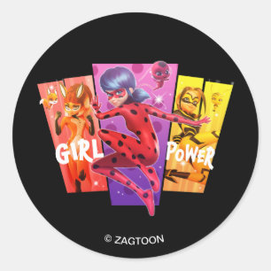 Sticker Rond Les filles miraculeuses Power fille