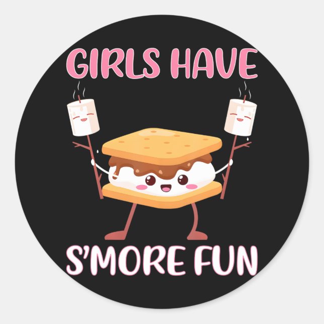 Sticker Rond Les Filles Ont S'Plus Amusants Smores Camping Camp (Devant)
