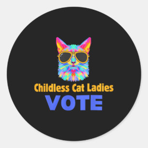 Sticker Rond Les filles sans chats votent bleu