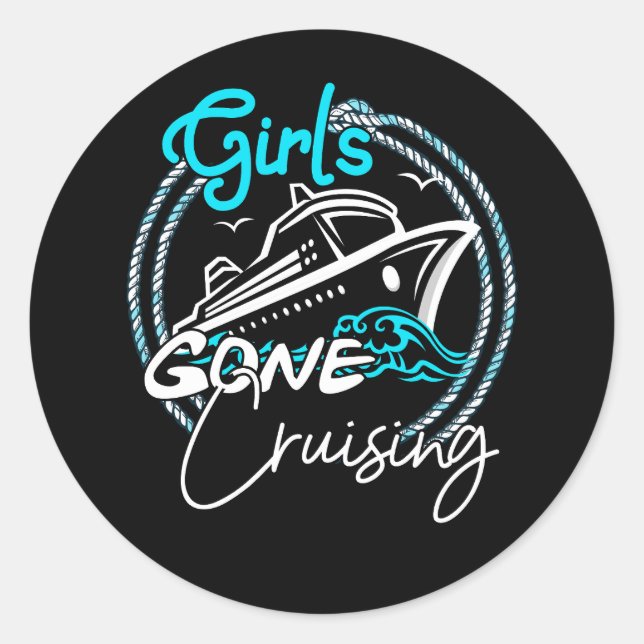 Sticker Rond Les filles sont parties Cruise Croisière Navire Ca (Devant)