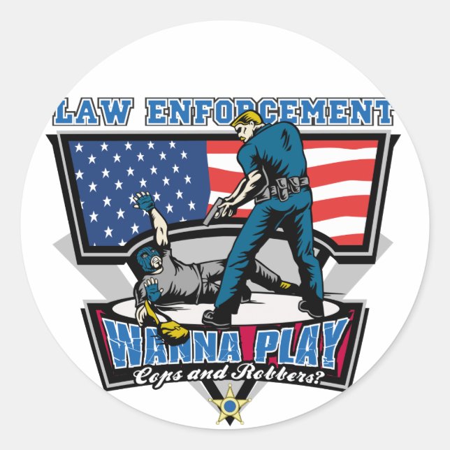 Sticker Rond Les flics et les robots (Devant)